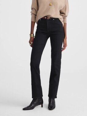 Madewell Petite Longline Straight Leg Jeans Black Size 27P NWT